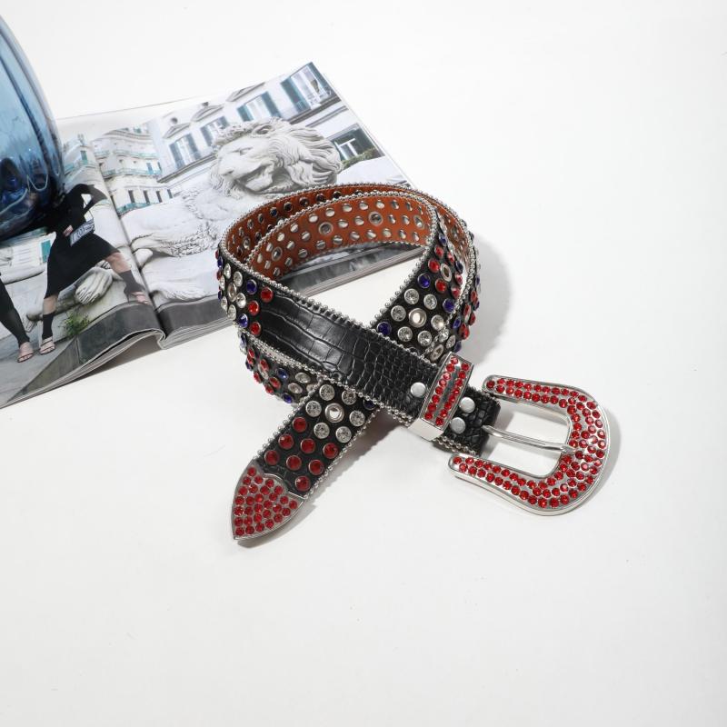 Rhinestone Inlaid Belt Punk PU Leather Cowboy Cowgirl Belt Unisex