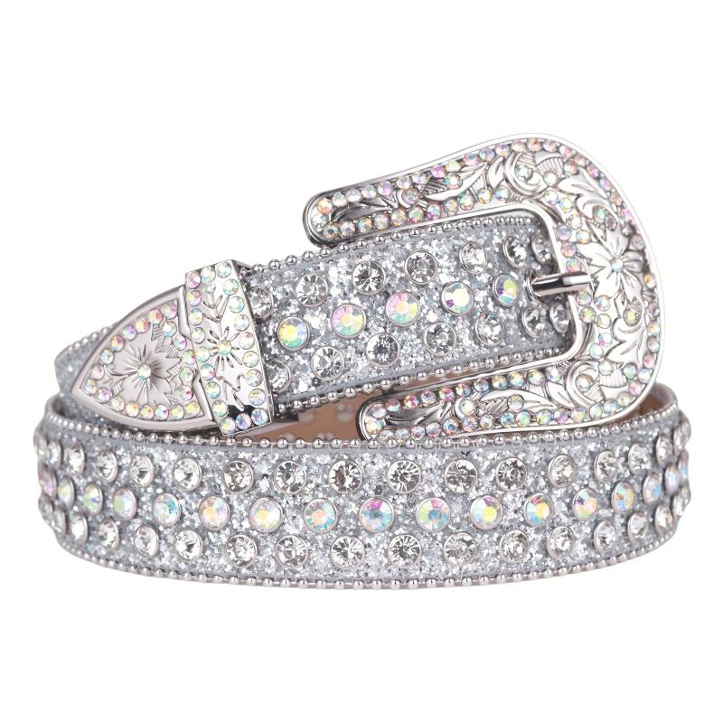 Silvery Sparkle Rhinestone Bling Belt for Women