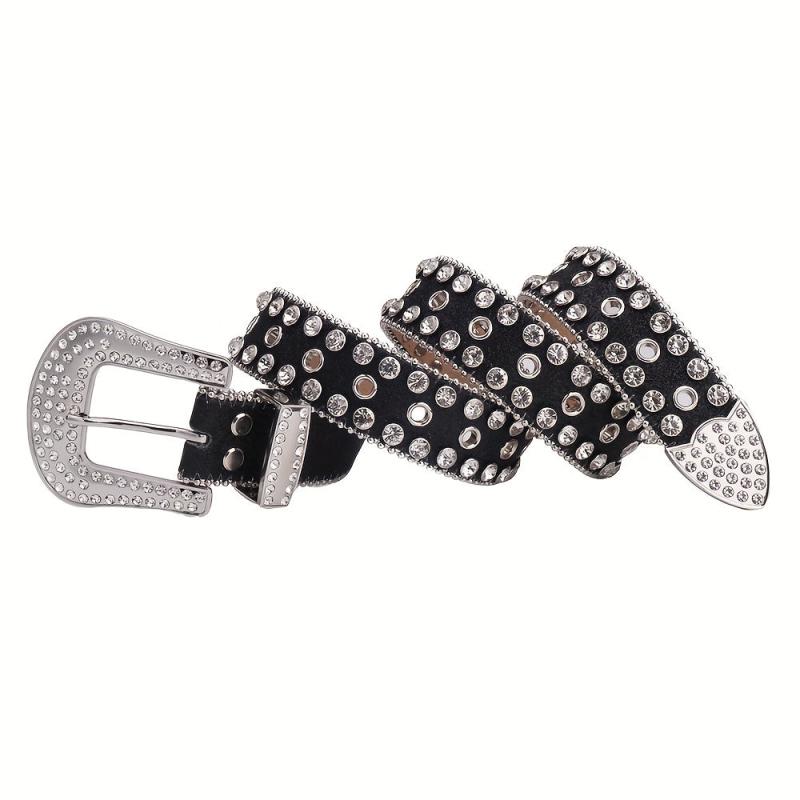 Western Rhinestone Belt Women's Punk Studded PU Leather Belts