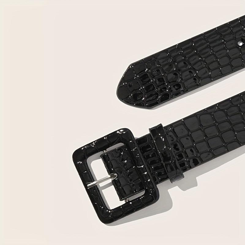 Leopard Print Stone Pattern Embossed Wide Belt for Women