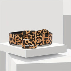 Leopard Print Stone Pattern Embossed Wide Belt for Women