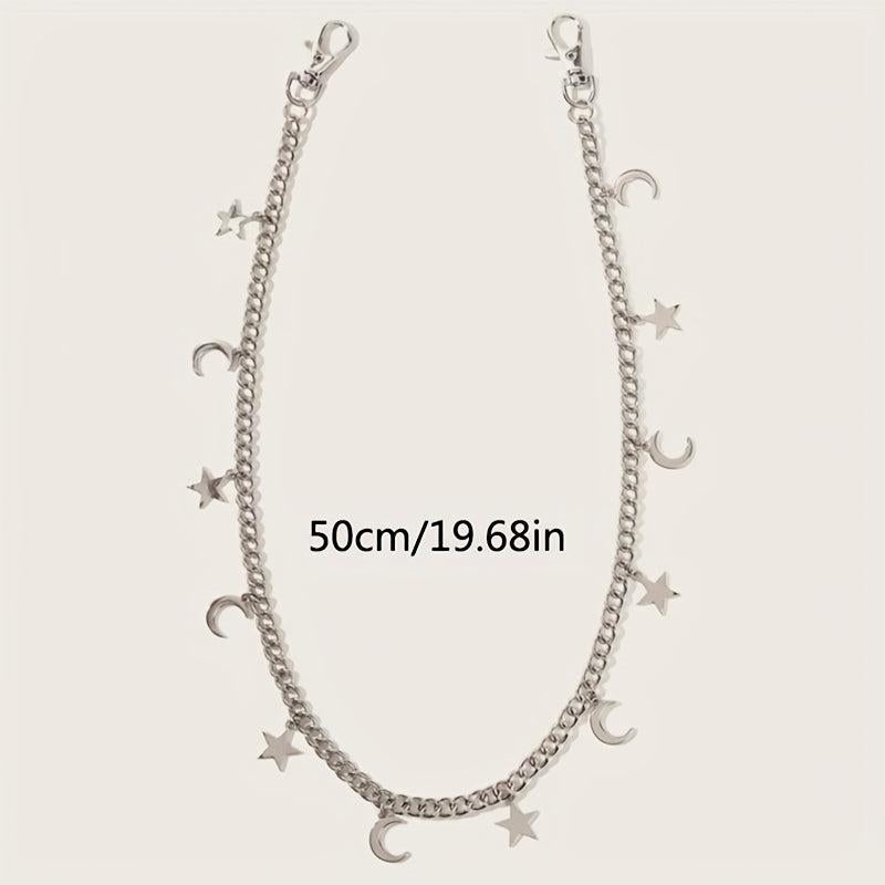 Moon Star Pendant Waist Chain Tassel Punk Hip Hop Jeans Pants Chain Women Y2K