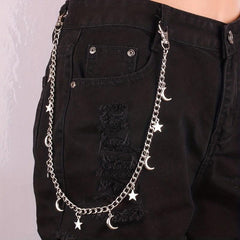 Moon Star Pendant Waist Chain Tassel Punk Hip Hop Jeans Pants Chain Women Y2K