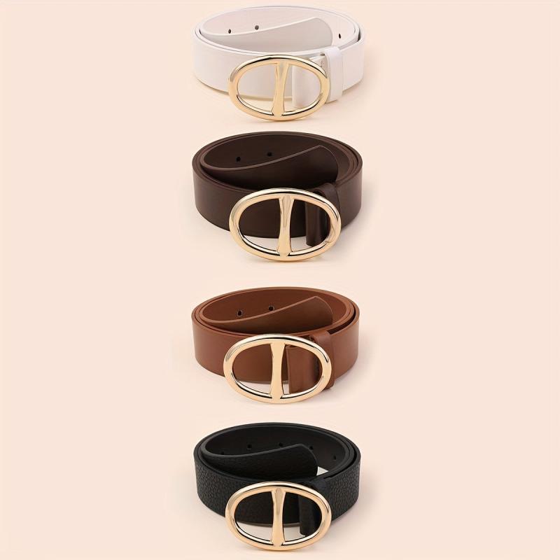 4pcs Double D Buckle Belt Casual Jeans Pants Belt for Women