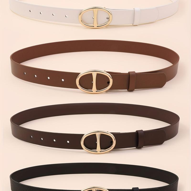 4pcs Double D Buckle Belt Casual Jeans Pants Belt for Women