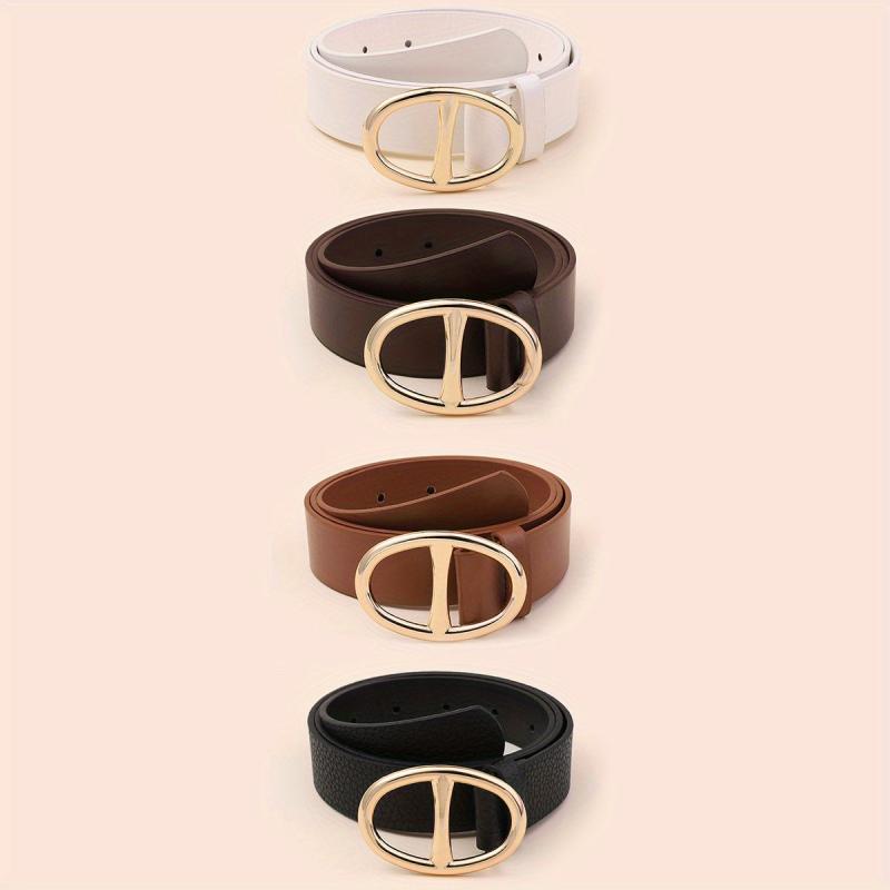 4pcs Double D Buckle Belt Casual Jeans Pants Belt for Women