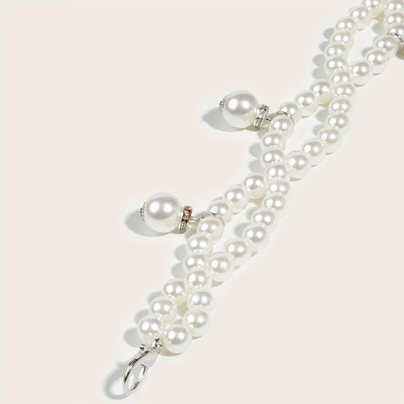 Faux Pearl Waist Chain Pendant Elastic Chain Belt Dress Girdle