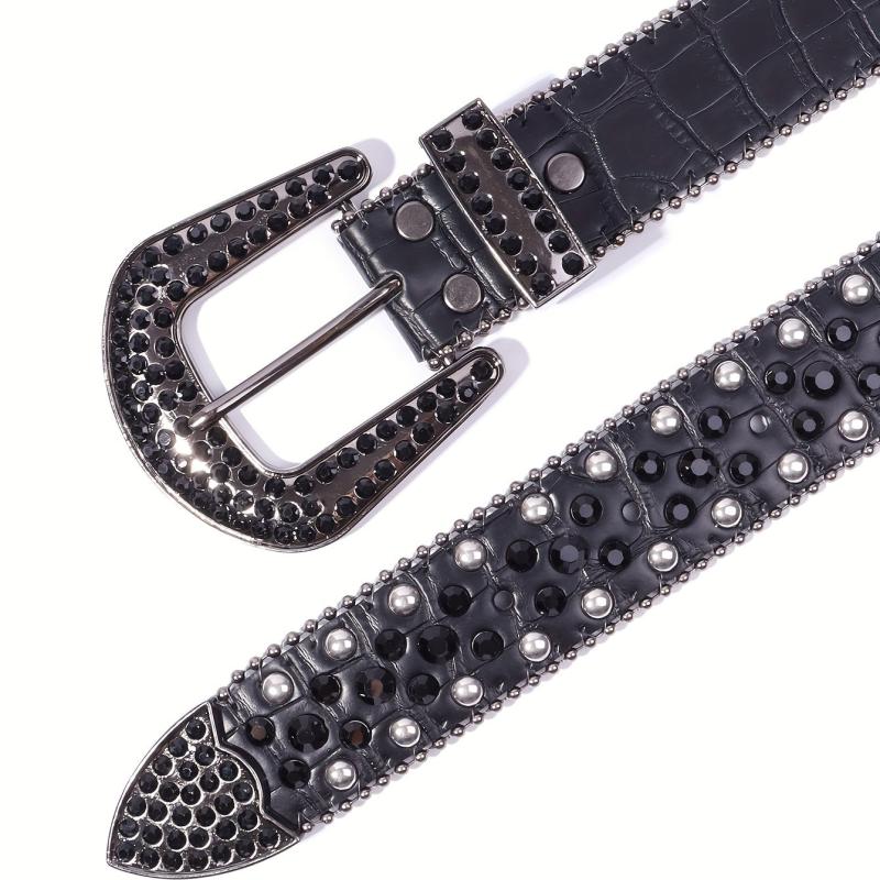Rivet Rhinestone Belt Western Cowboy Cowgirl Y2K Hip Hop Jeans Pants Belt