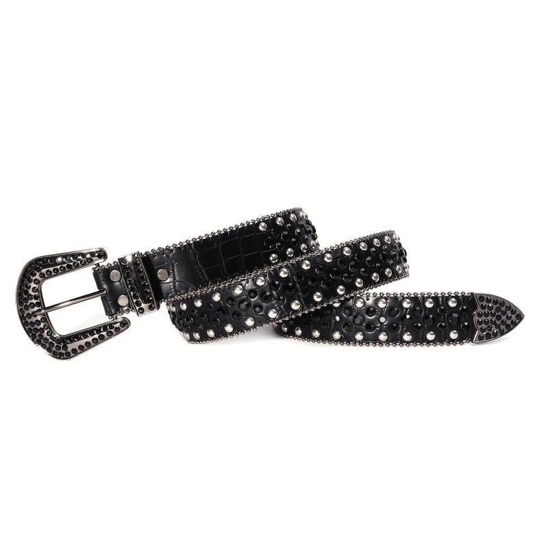 Rivet Rhinestone Belt Western Cowboy Cowgirl Y2K Hip Hop Jeans Pants Belt