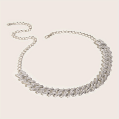 Geometric Metal Belly Chain Rhinestone Inlaid Decorative Belt Dress Girdle