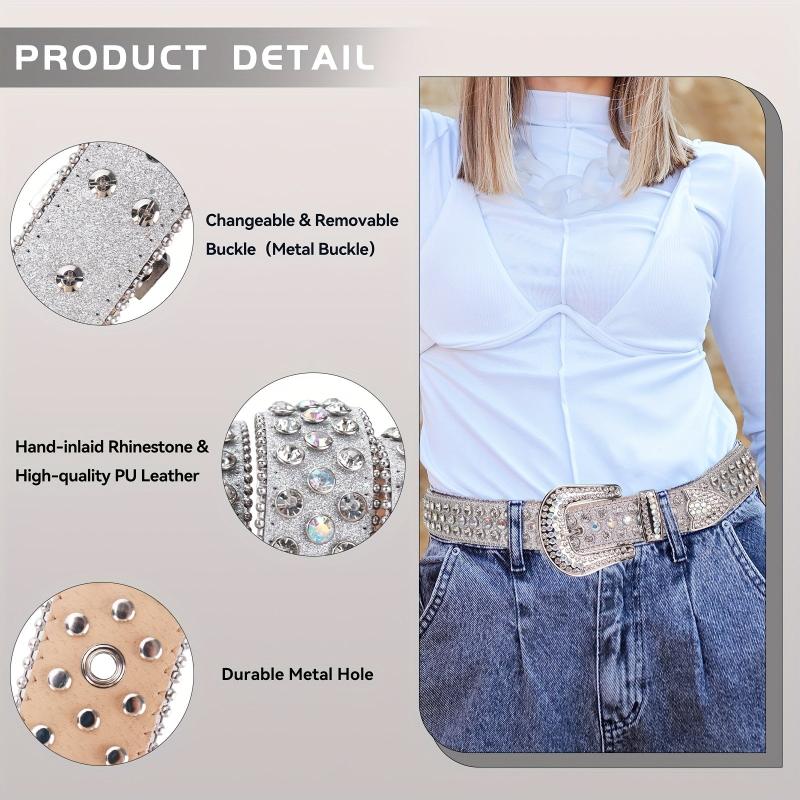 Silver Rhinestone Belt - Western Cowgirl Cowboy Bling Big Waistban