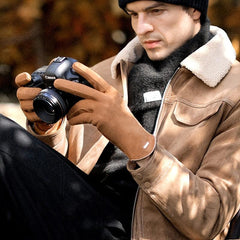 Winter Men's Suede Plush Fleece Gloves Touchscreen Non Slip