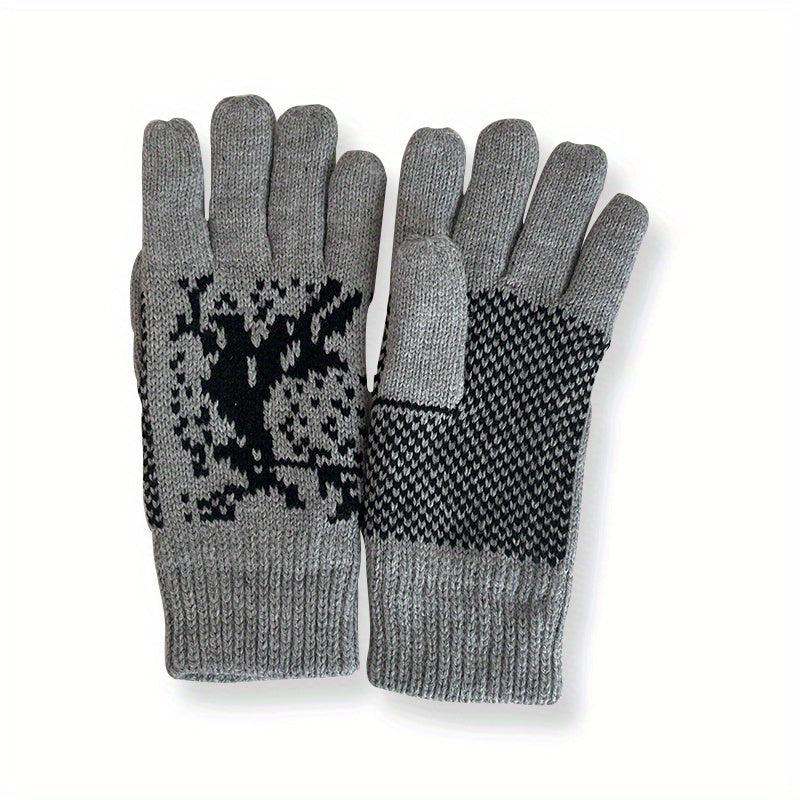 Men's Winter Knitted Gloves Full Finger Warm Outdoor Sports Gloves