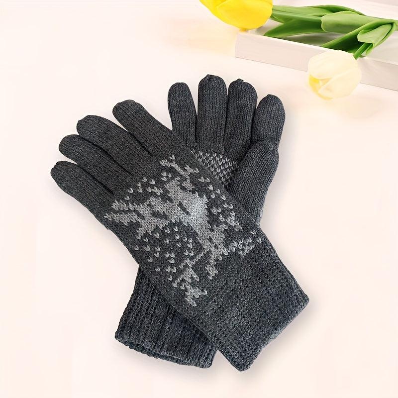 Men's Winter Knitted Gloves Full Finger Warm Outdoor Sports Gloves