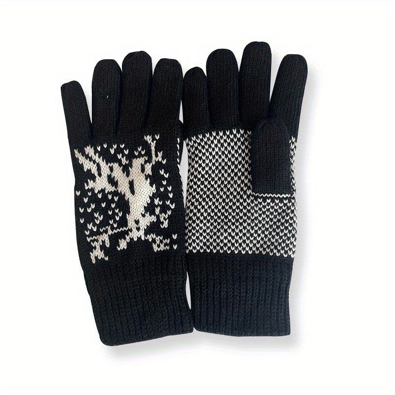 Men's Winter Knitted Gloves Full Finger Warm Outdoor Sports Gloves