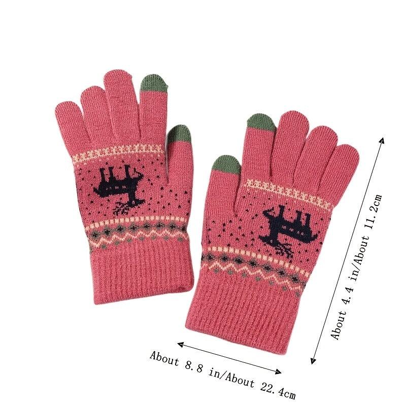 Christmas Couple Elk Gloves Unisex Touchscreen Thickened Warm Gloves