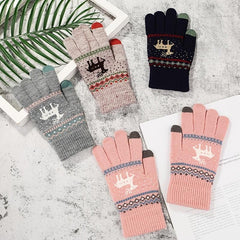 Christmas Couple Elk Gloves Unisex Touchscreen Thickened Warm Gloves