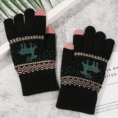 Christmas Couple Elk Gloves Unisex Touchscreen Thickened Warm Gloves