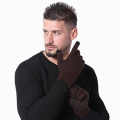 Men's Warm Knitted Gloves Velvet Non-slip Touch Screen Gloves