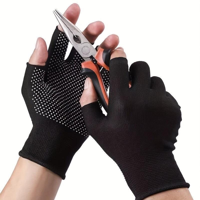 1pair Anti Slip Breathable Fingerless Finger Gloves Outdoor Cycling Driving