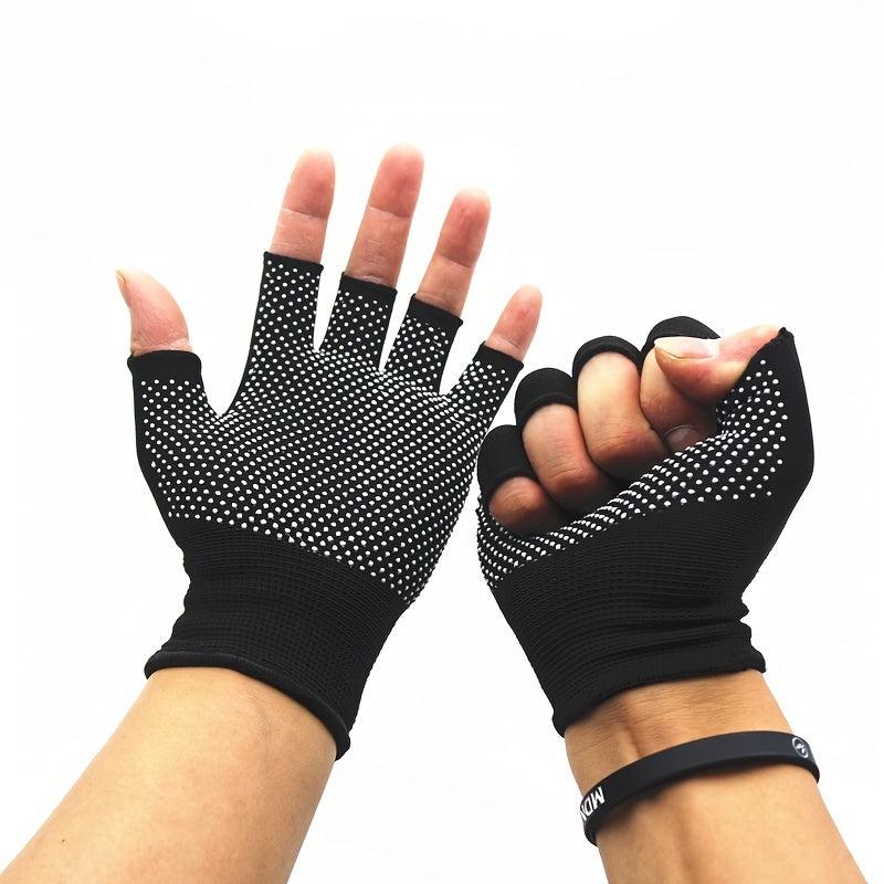 1pair Anti Slip Breathable Fingerless Finger Gloves Outdoor Cycling Driving