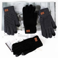 Men's Wool Gloves Touch Screen Knit Lining