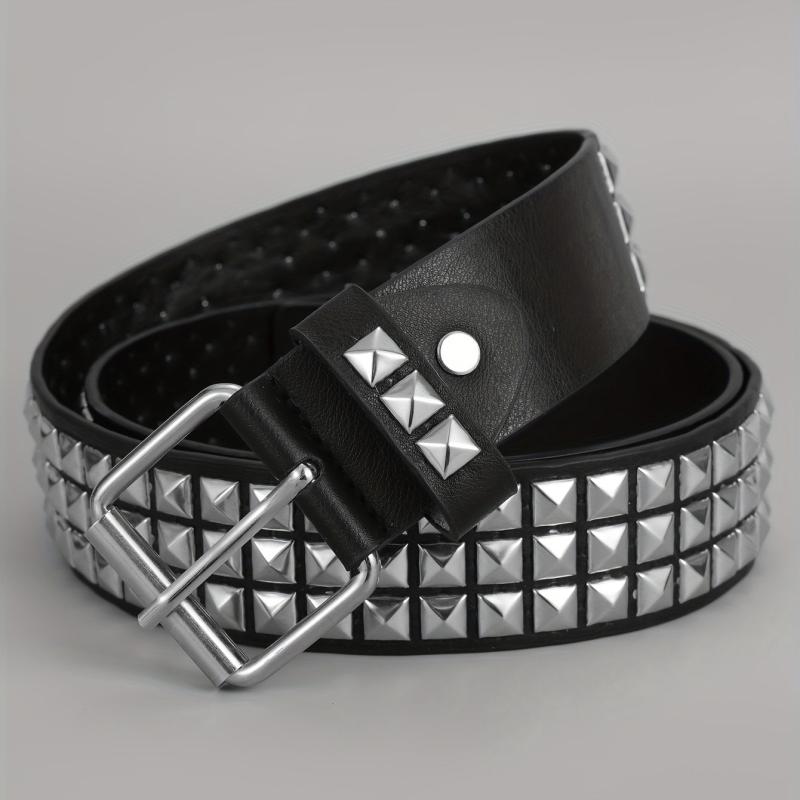 Men's Pin Buckle Belt Punk PU Leather Belt Studded Belt