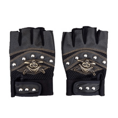 PU Leather Skull Punk Driving Motorcycle Biker Fingerless Gloves