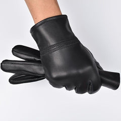 Men's Leather Winter Gloves Fleece Warm Outdoor Sports Windproof Gloves