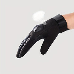 Men's Winter Waterproof Warm PU Gloves For Outdoor Motorcycle Sports