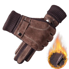 Men's Winter Warm Thickened PU Leather Gloves