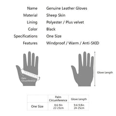 Men's Leather Gloves Winter Warm Plus Velvet Thick Gloves