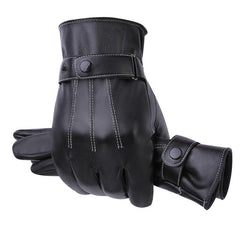 Men's Casual PU Leather Winter Cycling Plus Velvet Thickened Outdoor Windproof