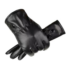 Men's Casual PU Leather Winter Cycling Plus Velvet Thickened Outdoor Windproof