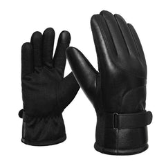 Men's Casual PU Leather Winter Cycling Plus Velvet Thickened Outdoor Windproof
