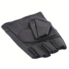 Men's Leather Fingerless Gloves for Motorcycling