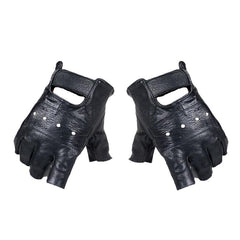 Men's Leather Fingerless Gloves for Motorcycling