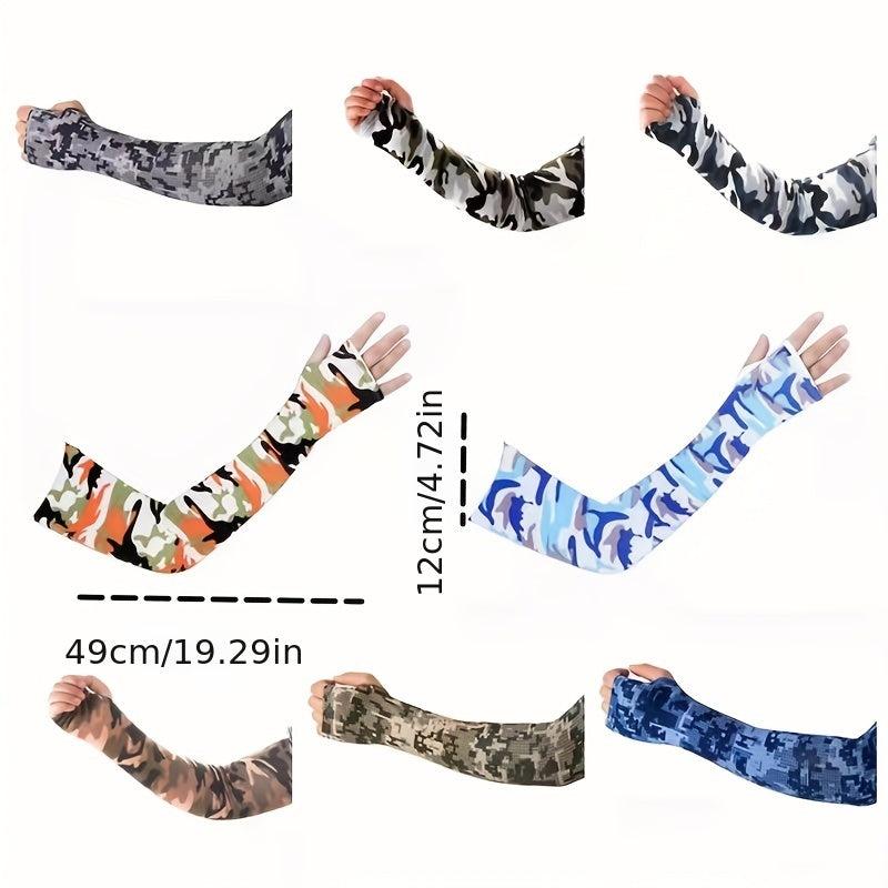 Men's Summer Camo Cooling Sleeves - Sunscreen Protection for Fishing & Sports