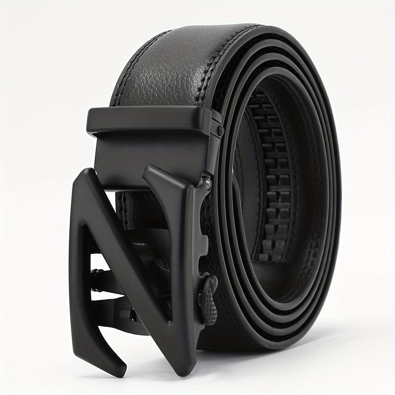 Men's Leather Letter Buckle Belt Automatic Buckle Business Suit Waist Strap