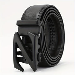 Men's Leather Letter Buckle Belt Automatic Buckle Business Suit Waist Strap