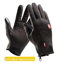Winter Warm Gloves with Zipper Non-slip Touch Screen Outdoor Sports