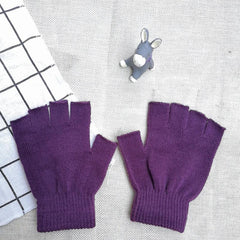Unisex Half Finger Fingerless Knitted Wrist Gloves Winter Warm Work Gloves