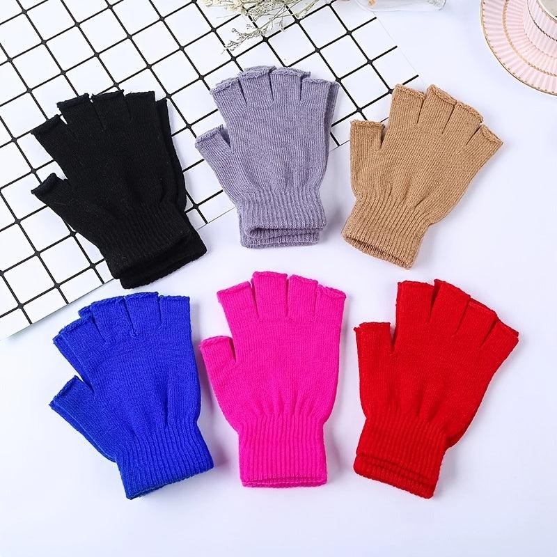 Unisex Half Finger Fingerless Knitted Wrist Gloves Winter Warm Work Gloves