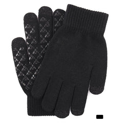 Men's Fleece Touch Screen Gloves Winter Thickened Warm Wool Knitted Gloves