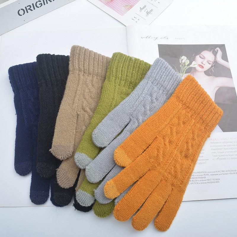 Men's Knitted Plus Velvet Warm Gloves - Autumn Winter