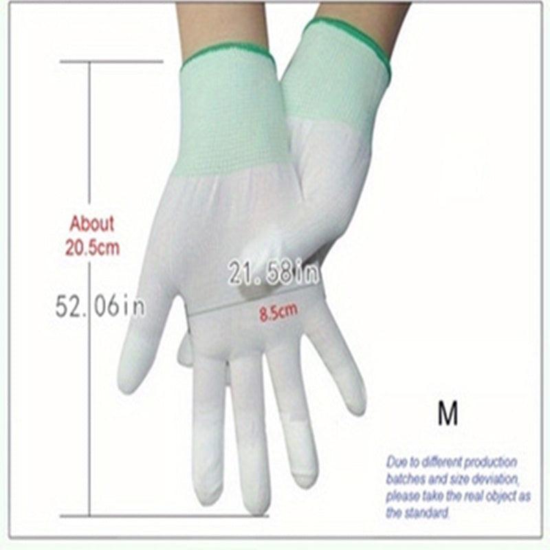 12Pairs Nylon PU Finger Coated Gloves Anti static Knitted Gloves