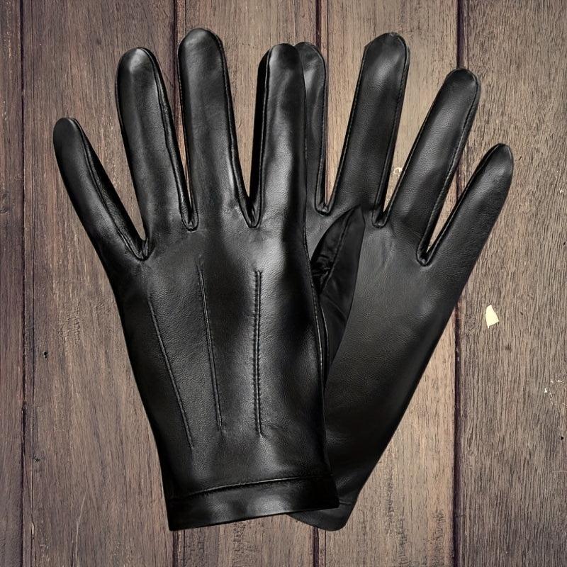 Winter Waterproof Leather Gloves For Men Plush Lined