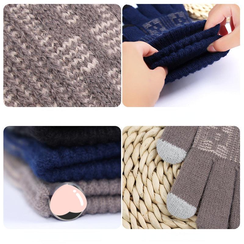 Men's Winter Double-Layer Knitted Riding Gloves