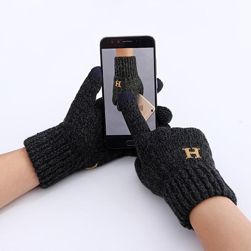 Men's Winter Double Layer Thick Knitted Gloves