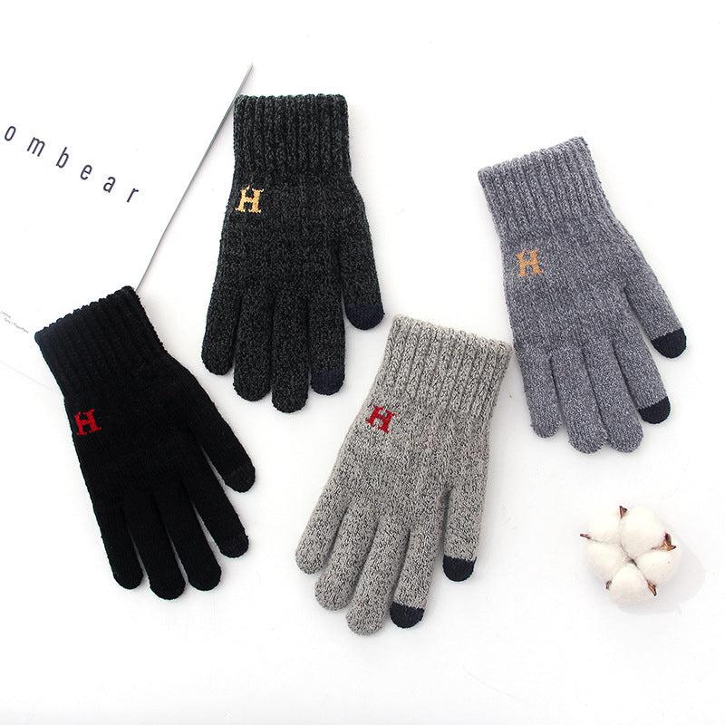 Men's Winter Double Layer Thick Knitted Gloves